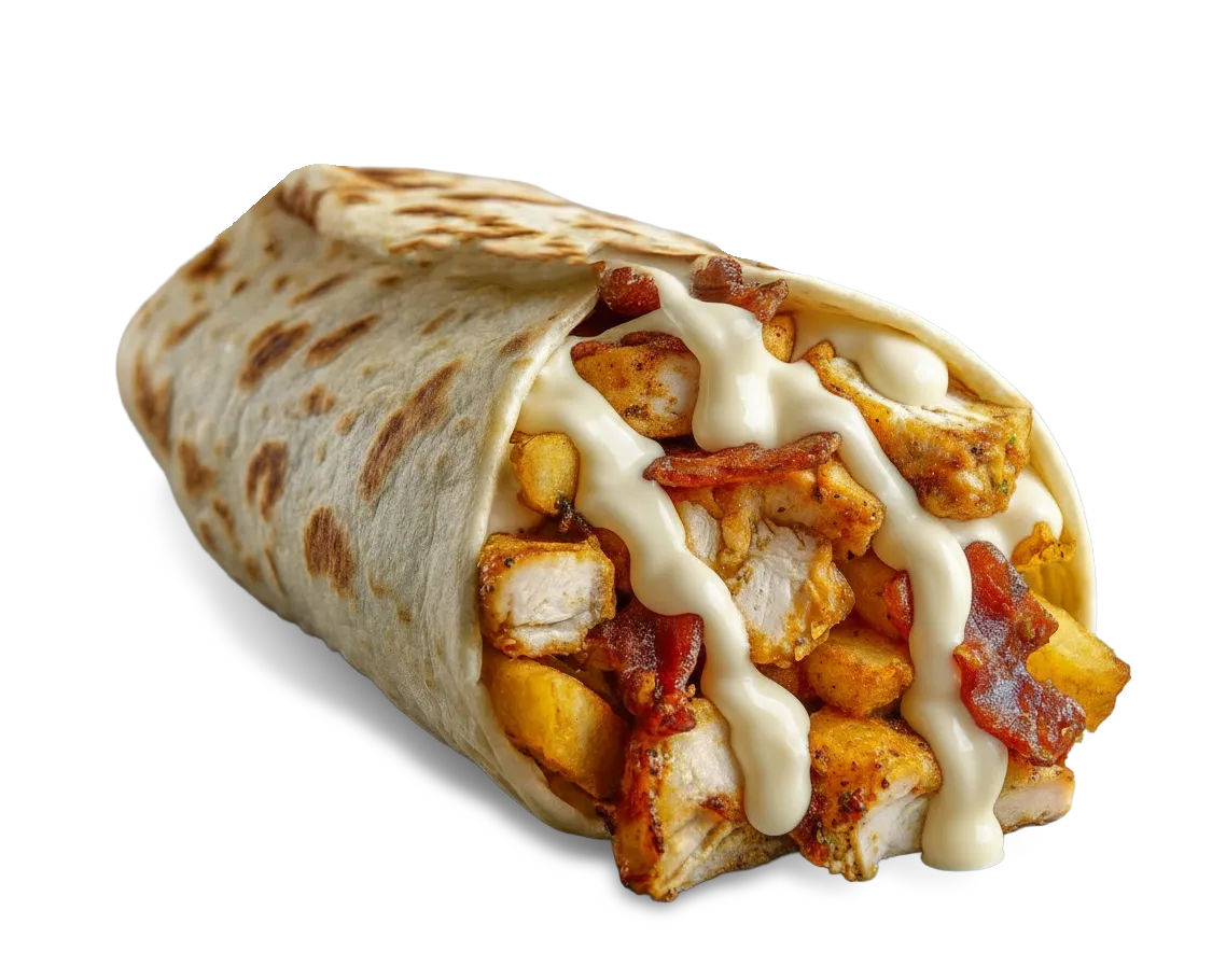 Tacos roulé au poulet et sauce fromagère